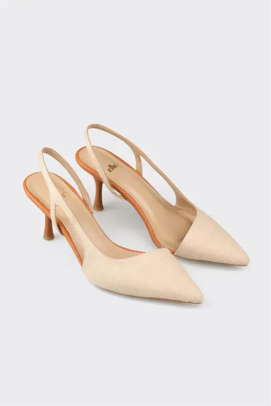 Beige Women's Heeled Shoes - 2