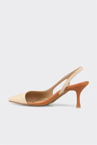 Beige Women's Heeled Shoes - 3