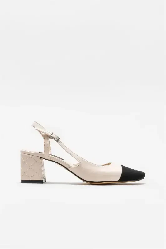Beige Women's Heeled Shoes-Beige - ELLE