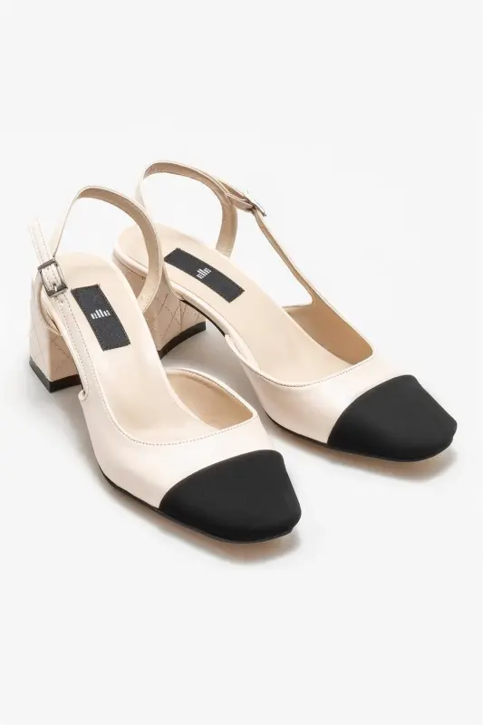 Beige Women's Heeled Shoes-Beige - 2