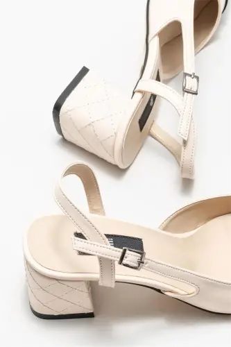 Beige Women's Heeled Shoes-Beige - 4