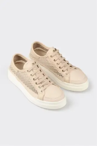 Beige Women's Sneaker-Beige - 2