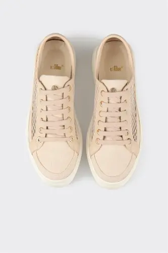 Beige Women's Sneaker-Beige - 4