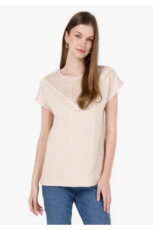 Beige Women's T-shirt - 1
