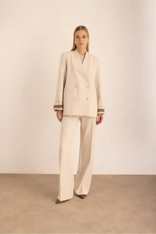 Beige Woven Trousers - AKER