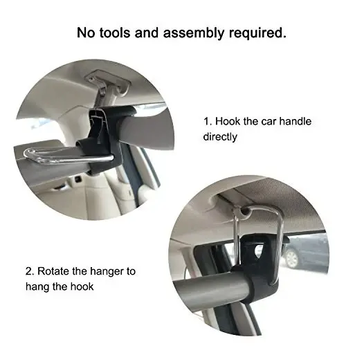 Beinhome Rubber Car Clothes Hanger Bar, Expandable Heavy Duty Car Clothes Rack- Adjustable 35 to 63 inches, Suitable for Sedans, SUV, Truck, Most Vehicles, Black - 4