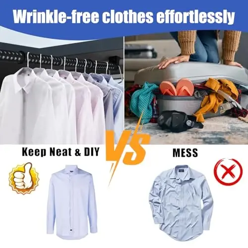 Beinhome Rubber Car Clothes Hanger Bar, Expandable Heavy Duty Car Clothes Rack Expanded to 63 inches, Suitable for Most Cars, Trucks, SUVs, Vans, RVs, Road Travelers, Black - 7