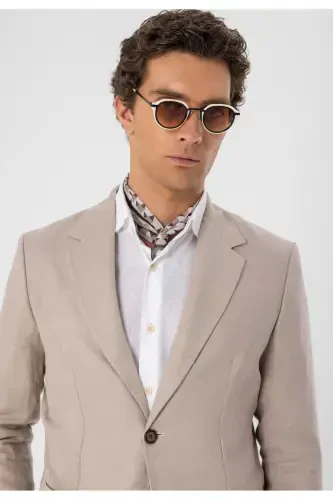 Bej %100 Zig'ir Erkak Blazer Pidjak-Bej - 4