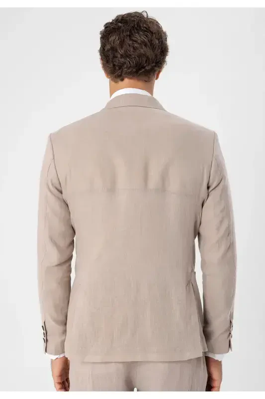 Bej %100 Zig'ir Erkak Blazer Pidjak-Bej - 6
