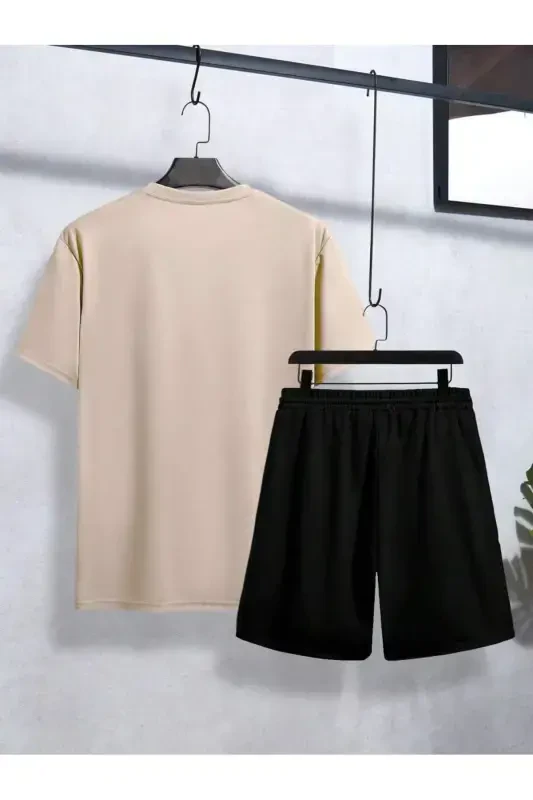 bej 23 bosma alt ust shortli oversize takım-bej - 2