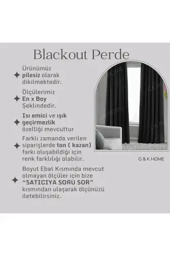 Bej Açık Vizon Blackout Perde , Karartma Işık Geçirmez Perde , Pilesiz Dikim (Tek Kanat Fon Perde)-Bej - 3
