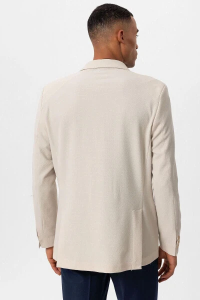 Bej Astarsız Tek Düğme Erkek Blazer Ceket-Bej - 11