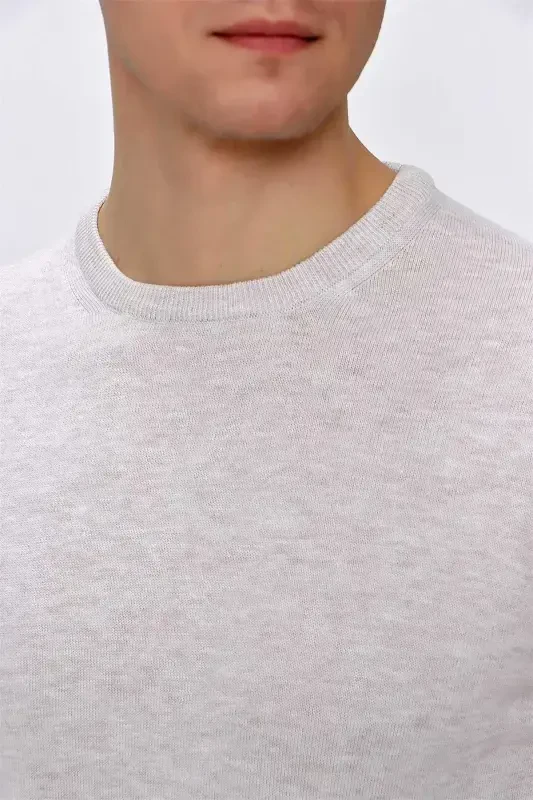 Bej Basic Dinamik Fit Qulay Kesimli Velosiped Yaka Trikotaj Kozok - 6