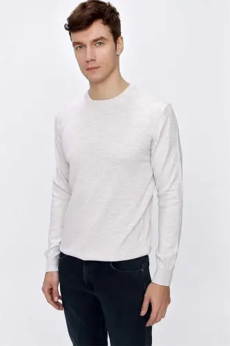 Bej Basic Dinamik Fit Rahat Kesim Bisiklet Yaka Triko Kazak - MORVEN (1)