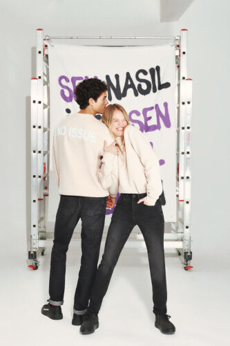 Erkek Bej Bisiklet Yaka Baskılı Sweatshirt A31Y1303 - Avva