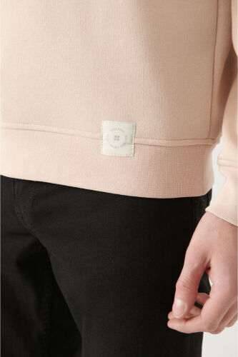 Erkek Bej Bisiklet Yaka Baskılı Sweatshirt A31Y1303 - Bej - 6