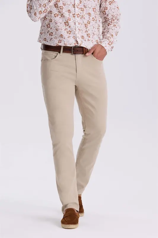 Bej Comfor Fit Kanvas Spor Pantolon - JAKAMEN