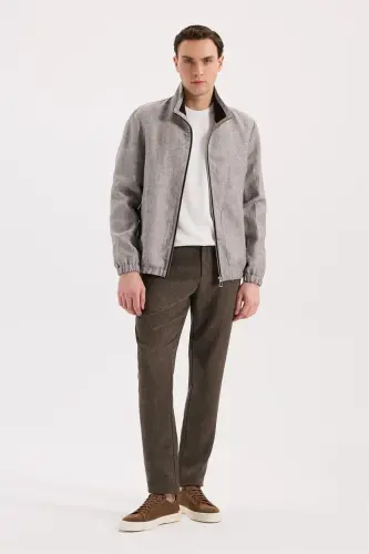 Bej Comfort Fit %100 Keten Mevsimlik Spor Mont - JAKAMEN (1)