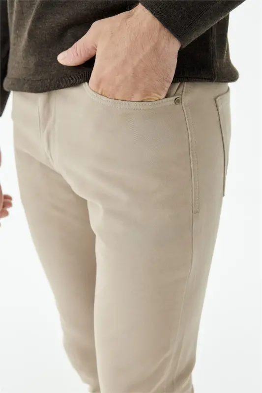Bej Comfort Fit 5 Cep Spor Pantolon - 4