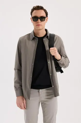 Bej Comfort Fit Bebe Yaka Hakiki Deri Detaylı Mevsimlik Spor Mont 