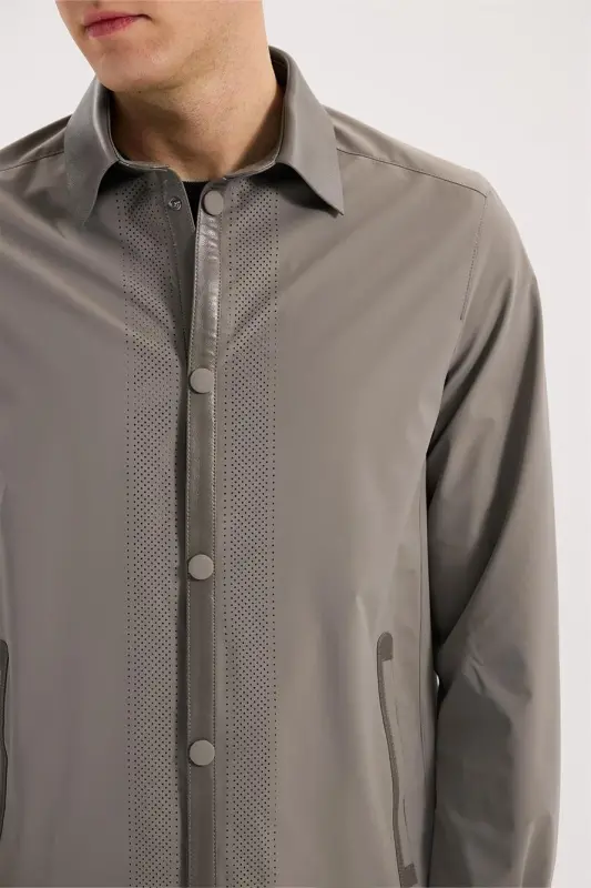 Bej Comfort Fit Bebe Yaka Hakiki Deri Detaylı Mevsimlik Spor Mont - 3