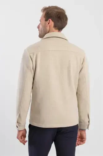 Bej Comfort Fit Bebe Yaka Yünlü Mont - 4