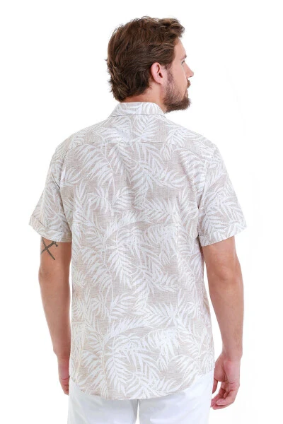 Bej Comfort Fit Bosma 100% Paxta Slim Yoqali Qisqa - 6