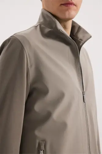 Bej Comfort Fit Dik Yaka Mevsimlik Spor Mont - 3