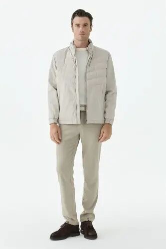 Bej Comfort Fit Dik Yaka Spor Mont Mont - 1