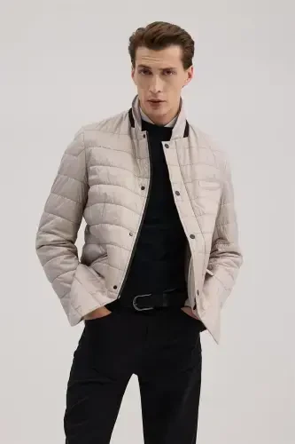 Bej Comfort Fit Dik Yaka Fermuarlı Spor Mont - JAKAMEN (1)