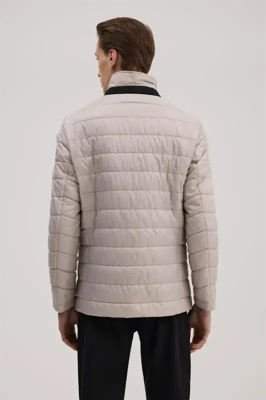 Bej Comfort Fit Mono Yoqali Fermuarli Ko'ylagi - 4