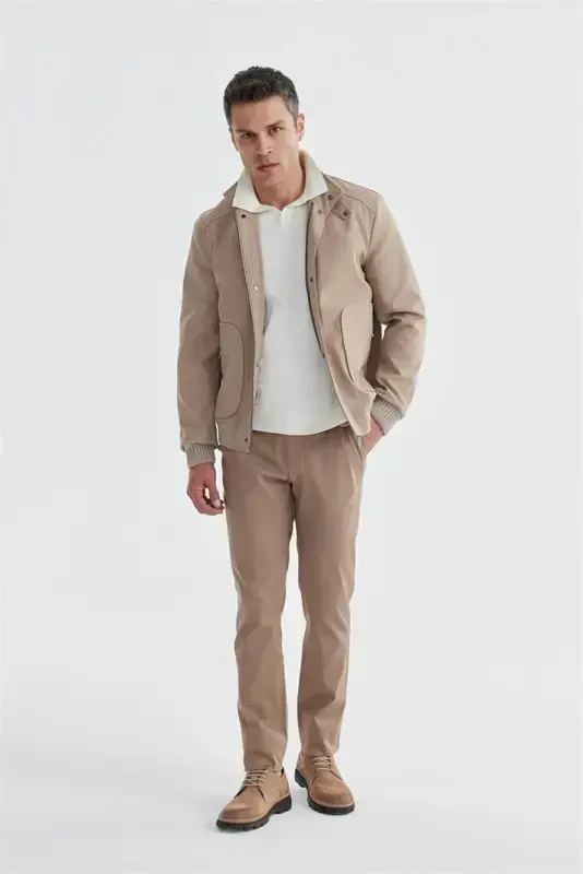 Bej Comfort Fit Tik Yoqa Casual Mont - JAKAMEN