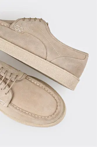 Bej Deri Erkek Günlük Ayakkabı - Bej - ELLE SHOES (1)
