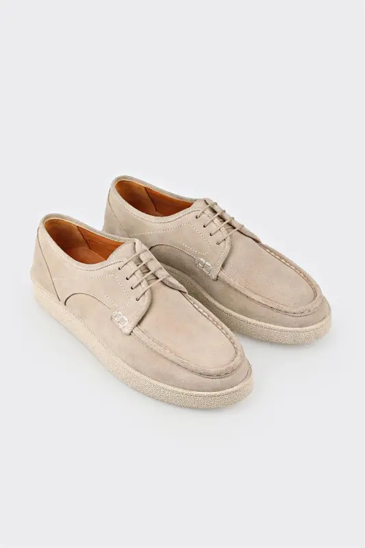 Bej Deri Erkek Günlük Ayakkabı - Bej - ELLE SHOES