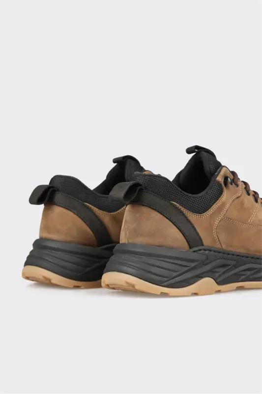 Bej Deri Erkek Spor Ayakkabı - Bej - 5