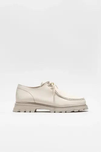 Bej Deri Kadın Günlük Ayakkabı-Bej - 1