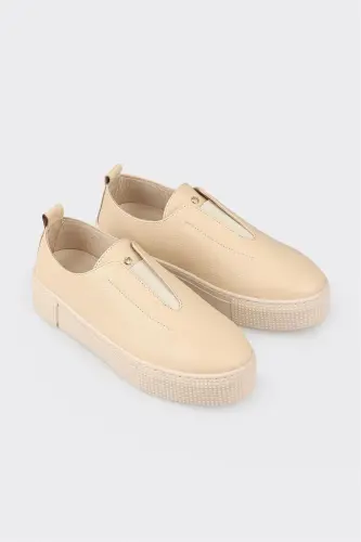 Bej Deri Kadın Spor Ayakkabı - Bej - ELLE SHOES (1)