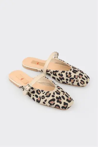 Bej Deri Kadın Spor Terlik - ELLE SHOES (1)