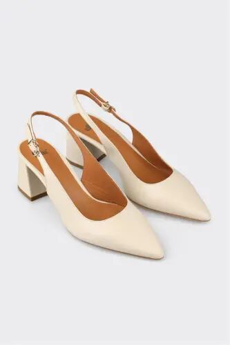 Bej Deri Kadın Topuklu Ayakkabı - Bej - ELLE SHOES (1)
