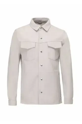 Bej Regular Fit Gömlek Yaka Casual Süet Deri Mont - 6