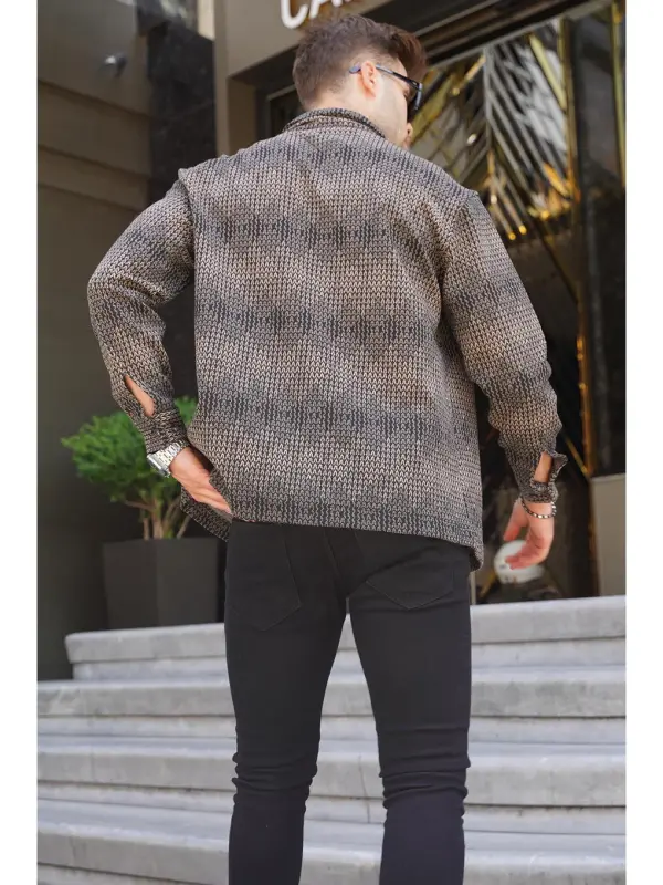 Bej Desenli Erkek Oduncu Gömlek 6711-B - 2