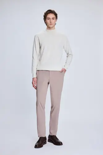 Bej Dinamik Fit Desenli Yandan Cepli Casual Jogger Pantolon - Bej - Hatemoğlu (1)