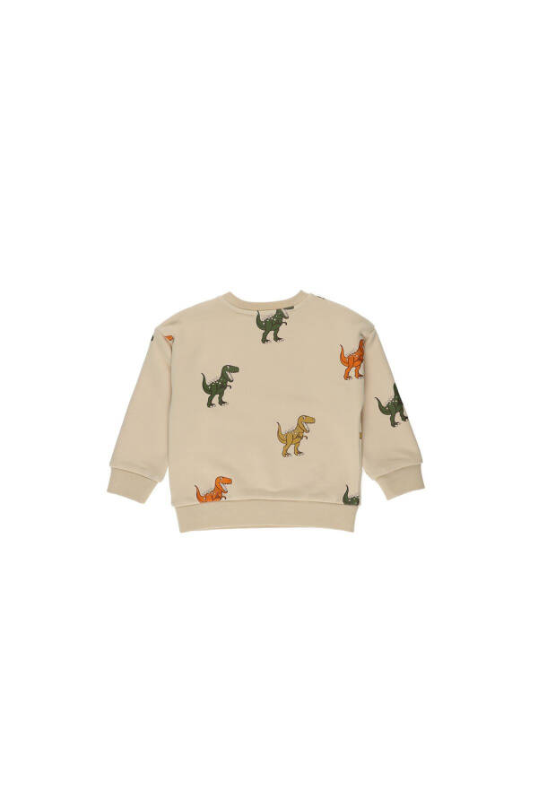 Bej Dinozorlu Erkek Bebek Sweatshirt - 5