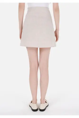 Mini Skirt Düz Fermuarlı Kadın Bej Etek - BEJ - COLIN'S (1)