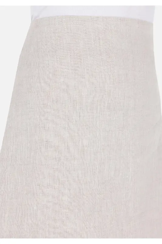 Mini Skirt Düz Fermuarlı Kadın Bej Etek - BEJ - 5