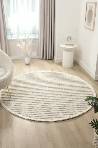 Bej Kahverengi Yuvarlak Dokuma Halı Salon Mutfak Koridor Yolluk Dokuma Makine Halısı 0019 DAİRE-Bej 31 - 5