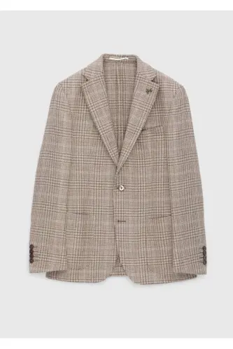 Bej Kareli Shirt Shoulder Slim Fit Yün Karışımlı Ceket-bej - 6