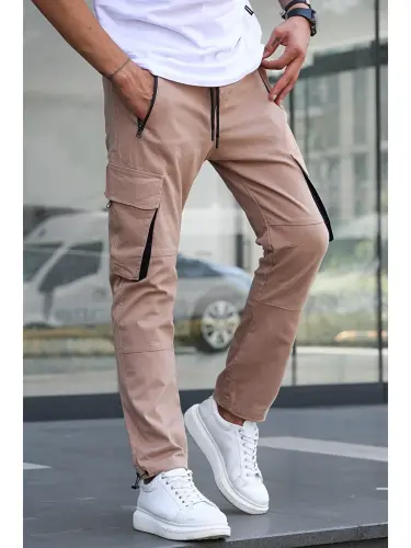 Bej Kargo Cep %100 Pamuk Jogger Pantolon 5791-Bej 