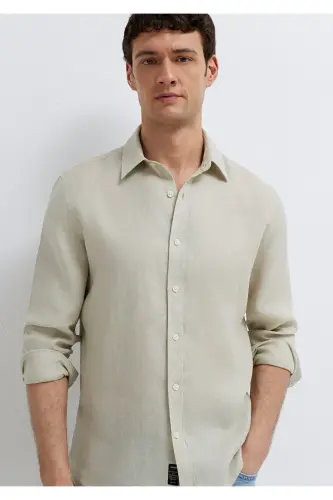 Bej Keten Gömlek Slim Fit / Dar Kesim 0211466-70134 - Bej - MAVI (1)