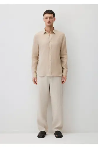 Bej Keten Ko'ylak Slim Fit / Tor Kiyim 0211466-7000 - MAVI (1)